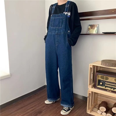 春秋工装牛仔背带裤长裤