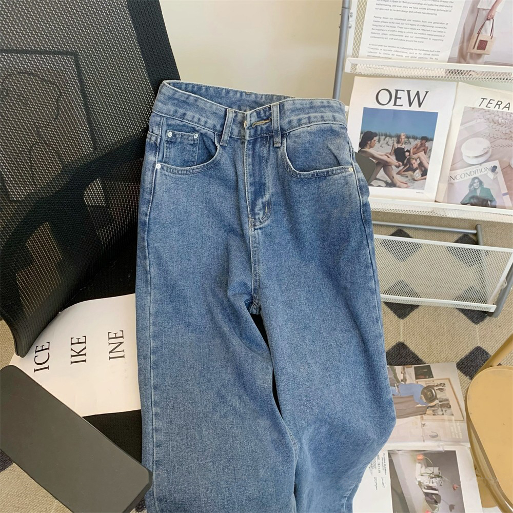 美式复古蓝牛仔裤男宽松直筒