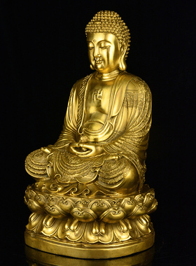 纯铜释迦牟尼佛像摆件铜像家居供奉大日如来佛祖释迦摩尼摆设一套