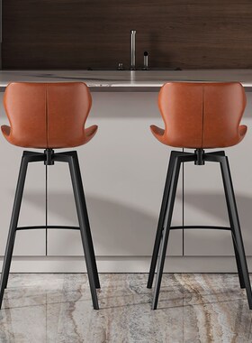 可旋转吧台椅椅子意式极简家用轻奢高级高脚岛台椅酒吧台凳子7112