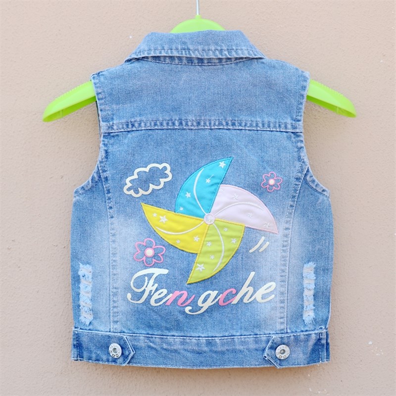 女童马甲秋季外穿2薄款洋气3婴儿外套春秋4小童宝宝牛仔背心5开衫