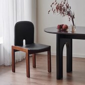 樊博家具法式 复古白蜡木餐椅实木中古风靠背椅设计师家用简约椅子