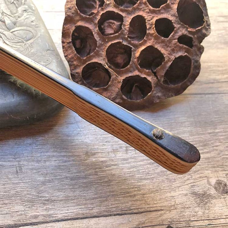 9.5寸A级司玉手工镶嵌乌木翻轮扇子折扇中国风定制苏工扇面