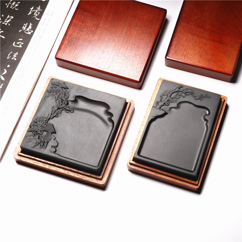 安徽歙砚天然原石砚台精品文房四宝带盒可研磨墨书法专用歙砚端砚