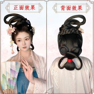 明制汉服古装假发后区发包古风懒人一体式唐风后脑勺发髻发钗套装