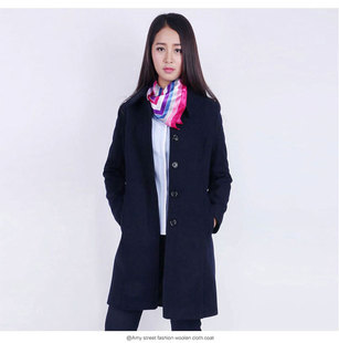职业装女大衣羊毛呢明扣中长款修身妮子外套邮政酒店制服4S物业冬