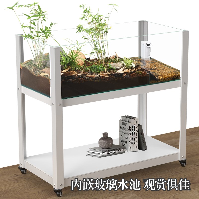 乌龟水陆饲养缸家用黄缘闭壳半水龟专用造景箱生态缸绿植全套用品