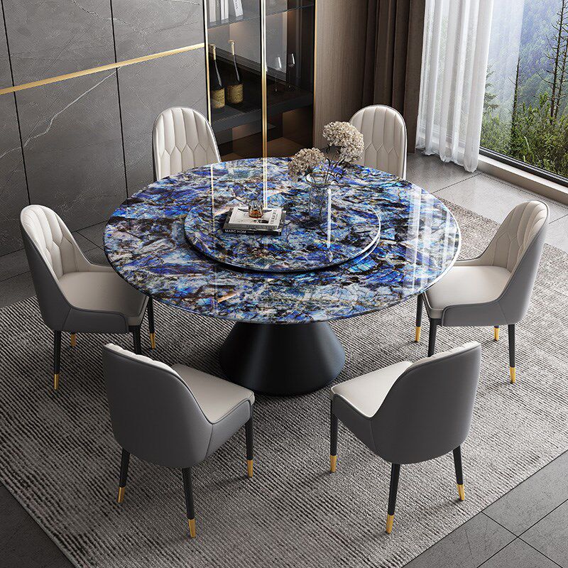 轻奢超晶石餐桌椅意式天然大理石圆桌家用小户型微晶石奢石吃饭桌,住宅家具,大理石餐桌,淘宝优惠券,粉丝福利购,淘宝优惠卷