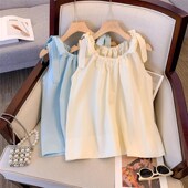 洋气娃娃衫 女童夏装 宝宝衬衣 儿童吊带背心上衣衬衫 女童2024新款