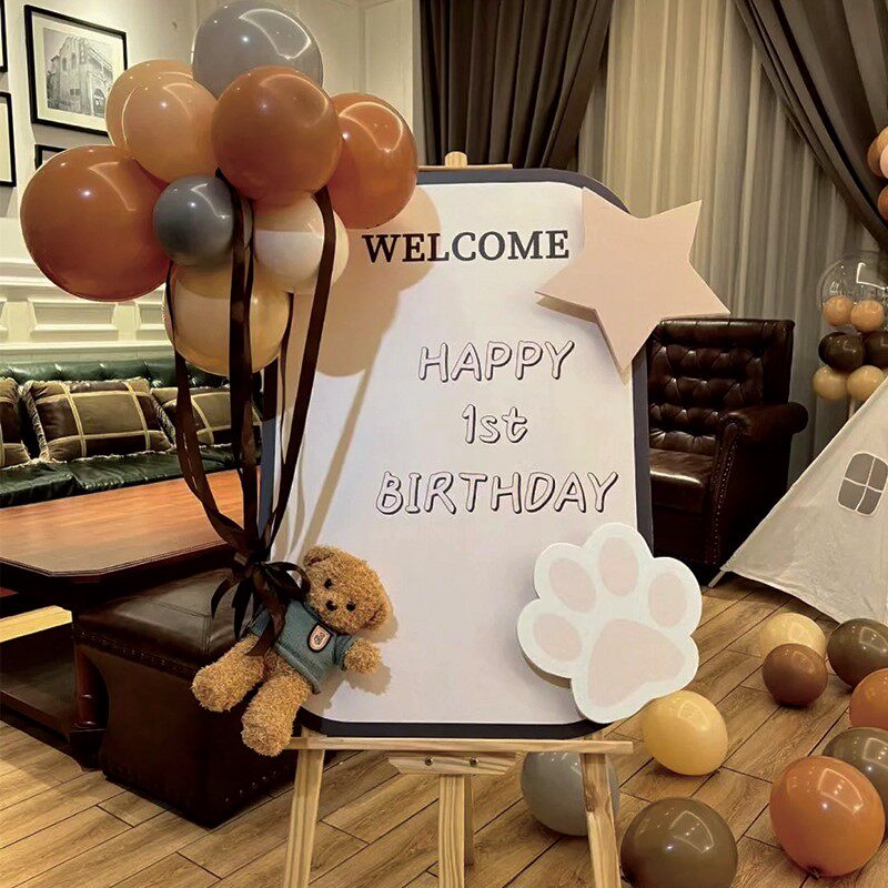 兔宝儿童宝宝周岁生日装饰布置酒店卡通kt板定制背景墙气球迎宾牌