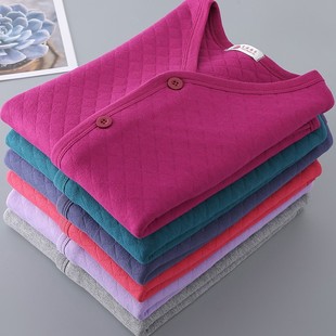 中老年女士纯棉三层保暖开衫 背心妈妈系扣开襟棉马甲内衣 马甲砍袖