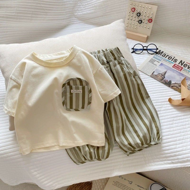 男童纯棉短袖套装夏季新款薄款宝宝洋气T恤中小童七分裤两件套,童装/婴儿装/亲子装,套装,淘宝优惠券,粉丝福利购,淘宝优惠卷