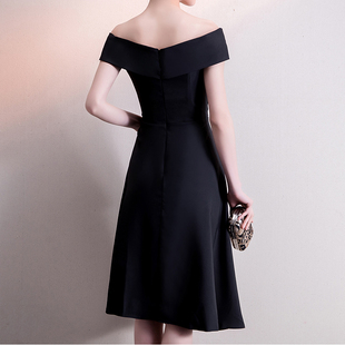 小礼服裙2021新款 生日宴会晚礼服连衣裙女气质名媛 高贵黑色中长款