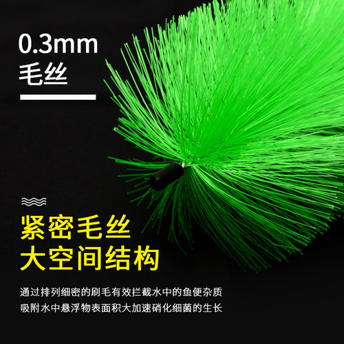 过滤毛刷鱼池鱼缸锦鲤池净化培菌过滤水池底滤箱过滤盒绿色毛刷