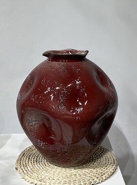 新中式创意水墨花纹陶瓷哑光花瓶摆件样板间置物架民宿陶罐摆设