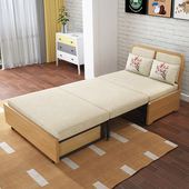小户型沙发床两用实木 抽拉阳台单人伸缩可折叠多功能1.2米床储物