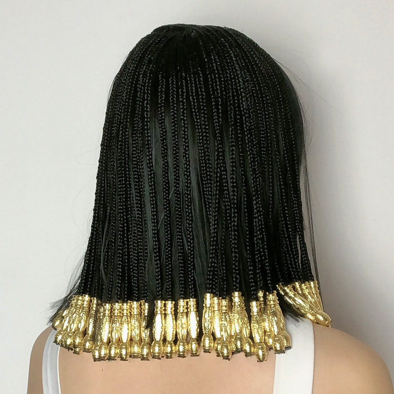 假发女埃及艳后动漫COS整头黑色辫子串珠年会酒吧演出万圣节假发