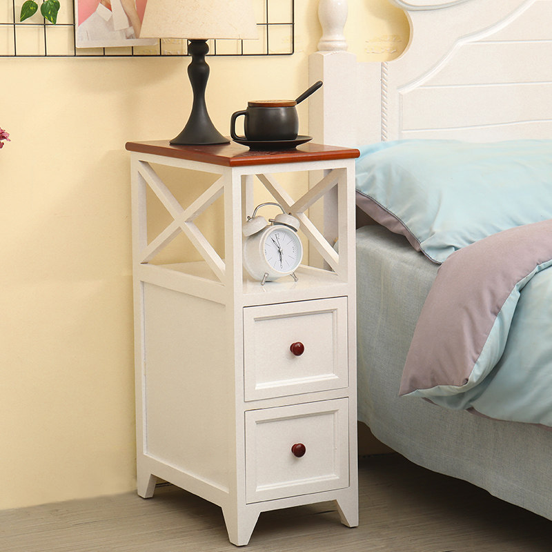 地中海超窄实木20-25-30cm床头柜沙发边柜小型简易迷你卧室小柜子