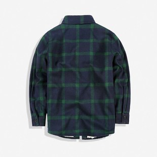 童装加绒衬衣冬装新款男童格子加绒衬衫纯棉 中大童磨毛加绒衬衫