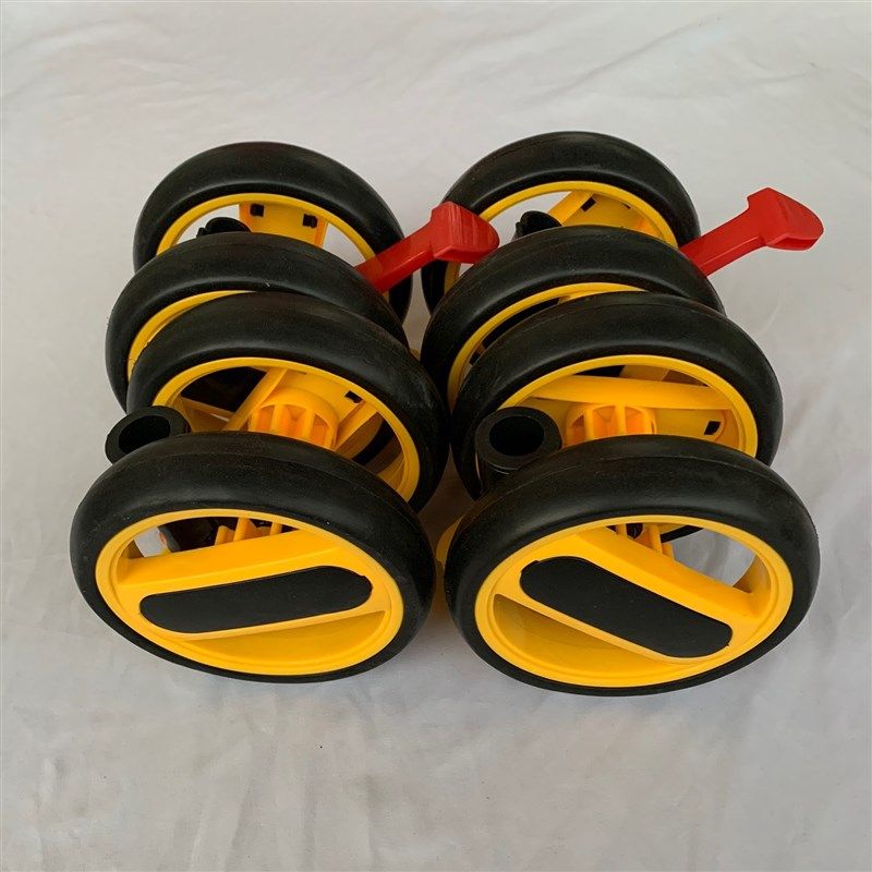 婴儿童小手推车轮子宝宝伞车前后转向单片竹编仿藤椅轱辘配件四轮