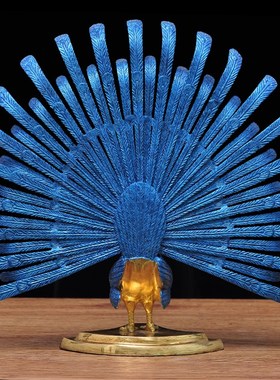 黄铜孔雀开屏摆件家居摆设玄关电视柜书房装饰品新房乔迁新居礼品