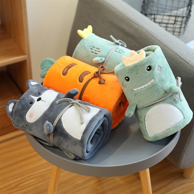 卡通可爱珊瑚绒毯子小毛毯办公室午睡单人盖腿盖膝盖沙发薄款被子
