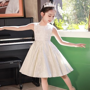 女童生日宴公主裙白色轻奢花童婚礼小女孩礼服儿童钢琴演出服夏季