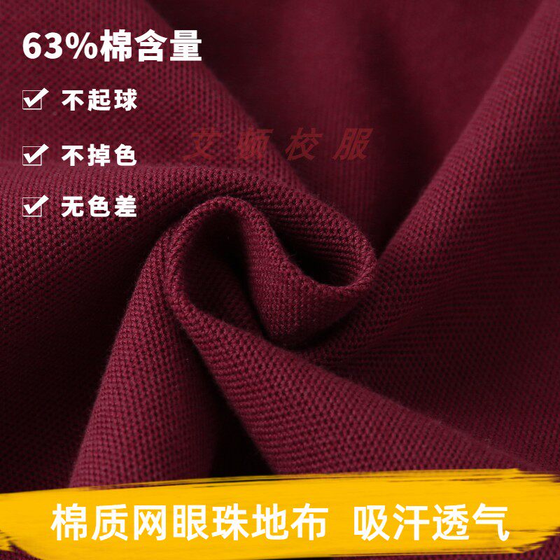 艾顿学生英伦夏季儿童纯棉枣红色T恤校服 男女童短袖polo衫14T206