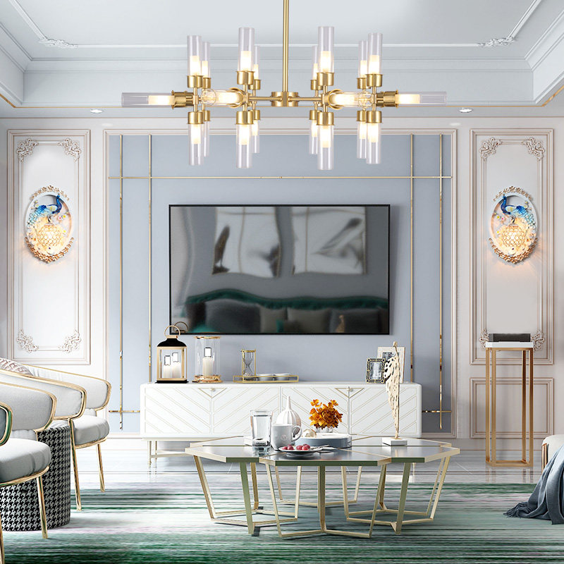 欧式复古孔雀装饰创意壁灯网红楼梯过道卧室床头客厅电视墙壁画灯