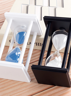 新品四柱木沙漏计时器简约创意办公居家摆件礼物30半小时间60分钟