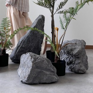 仿真玻璃钢大石头楼梯下绿植造景景观石橱窗造景摄影道具园林山水