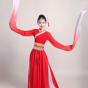 新款儿童古典舞水袖采薇舞蹈服装女中国风飘逸仙女惊鸿舞演出服