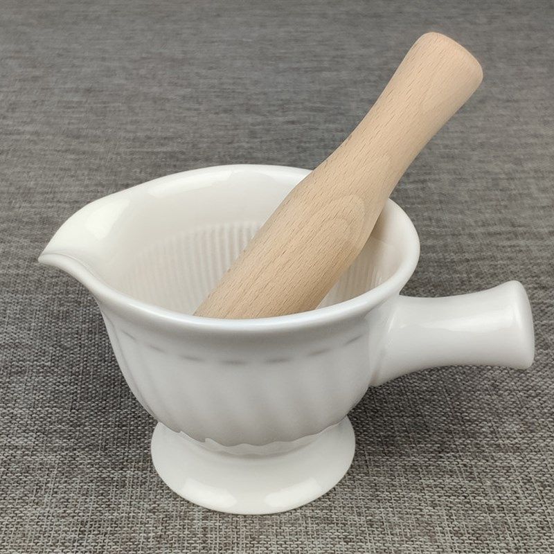 骨瓷研磨碗带把手陶瓷磨泥器擂碗捣碗宝宝辅食米糊肉泥菜泥制作碗