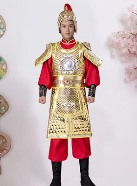 古装盔甲男古代将军士兵小兵服小将服装将士服装舞台演出服装戏服
