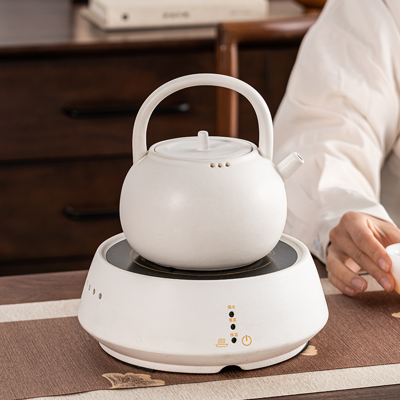 陶瓷侧把煮茶壶家用电陶炉养生壶高档老白茶普洱蒸茶器室内煮茶器
