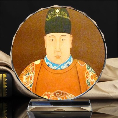 明太祖朱元璋/明惠帝朱允炆/明成祖朱棣画像珍藏品水晶摆件纪念品