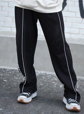 NNID侧边拉链休闲裤直筒情侣宽松国潮欧美风百搭