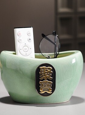 新中式入户进门口钥匙收纳玄关摆件元宝招财聚宝盆装饰品乔迁礼物