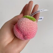 水蜜桃挂件毛线手工编织屁桃桃可爱粉粉钥匙链子汽车挂件 成品