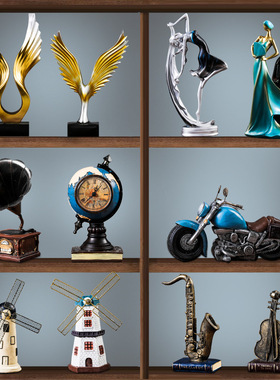 创意酒柜装饰品小摆件家居客厅玄关轻奢办公室复古置物架复古摆设