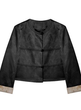 小小莎2024春秋季款新中式高级感气质名媛提花上衣女盘扣外套n28