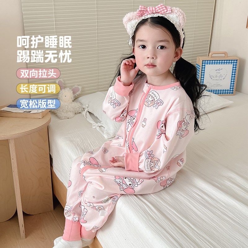儿童睡袋纯棉宝宝春季婴儿分腿防踢被神器a类春秋中大童连体睡衣