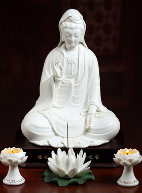 戴玉堂德化白瓷观音佛像供奉家用林建平陶瓷神像观世音菩萨像摆件