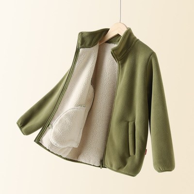 秋冬装加绒加厚儿童冲锋衣内胆女童保暖外套校服神器奥粒绒抓绒衣