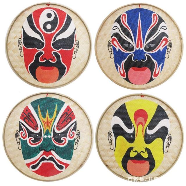 竹编簸箕米筛竹匾舞蹈道具创意l幼儿园绘画教室装饰圆形脸谱竹筛