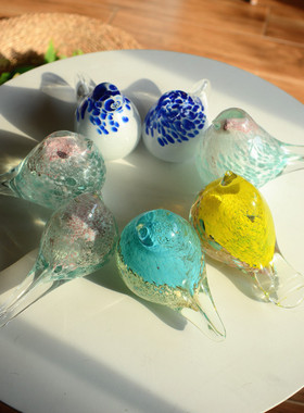 玻璃小鸟琉璃鸟生日礼物新婚情侣礼品创意纸镇桌面装饰美式小摆件