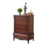 美式 卧室实木家俱斗橱抽屉边柜储物柜 乡村复古典五斗柜子欧式