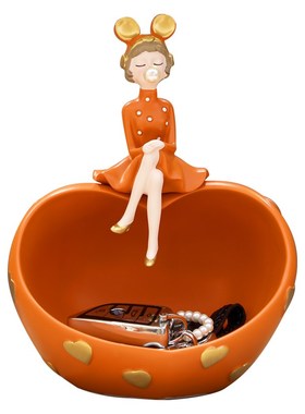 创意女孩入户玄关钥匙收纳摆件客厅进门奶油风家居装饰品乔迁礼物