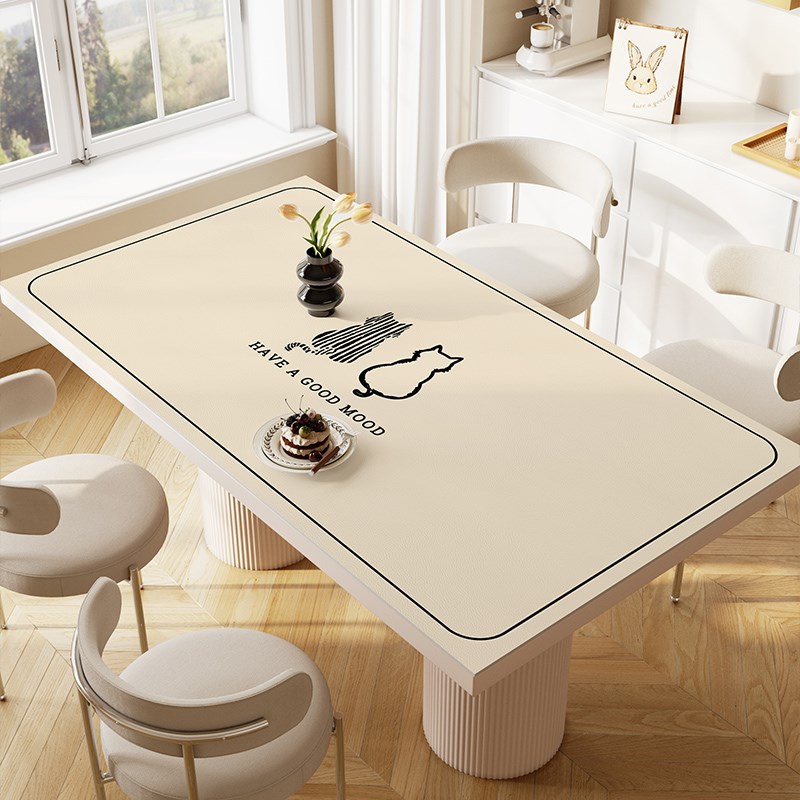 奶油风皮革桌垫防水防油防烫高级感餐桌垫茶几垫子pvc餐桌布桌垫