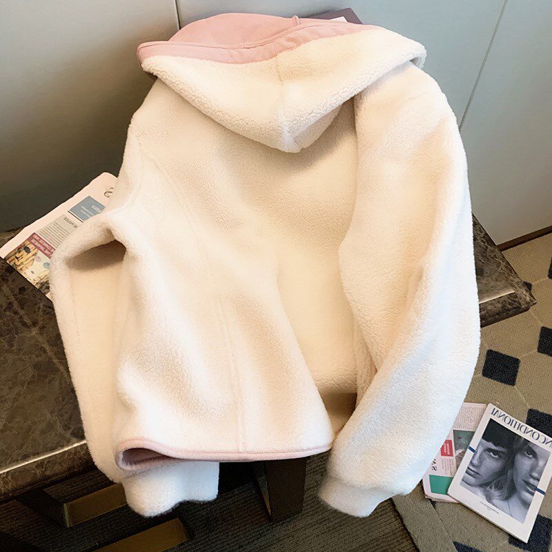 女童外套春装2026新款儿童羊羔绒拉链衫衣服小女孩连帽上衣春秋款